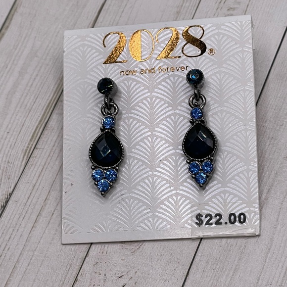 NWT 1928 Deep Blue Drop Earrings - Picture 2 of 7